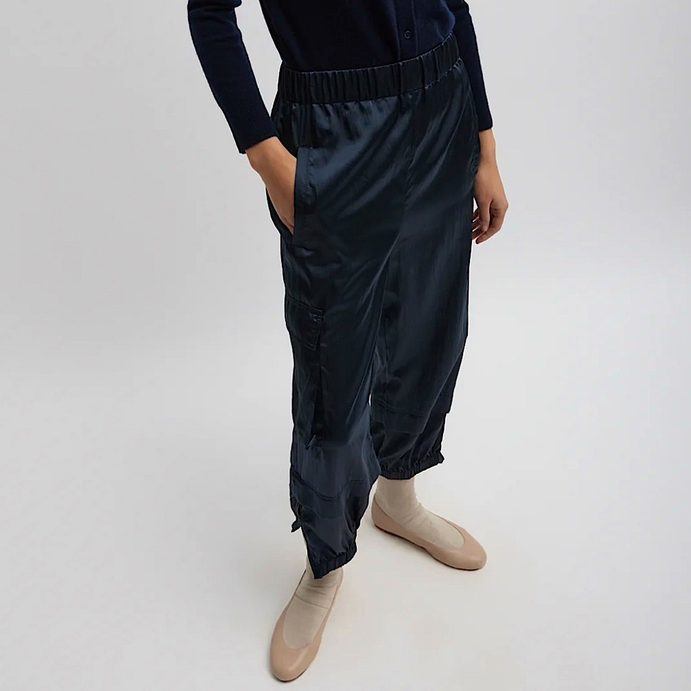 Tibi shiny nylon wilt pull on jogger